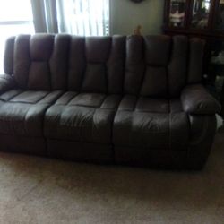 Brown Couch, Electric Recliners On Both Side. 