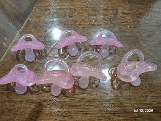 Lot of 7 Pink 100% Silicone Pacifiers (Chicco & NUK)