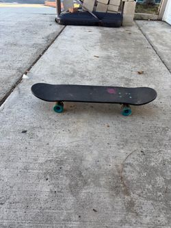 Complete Skateboard with Teal Wheels