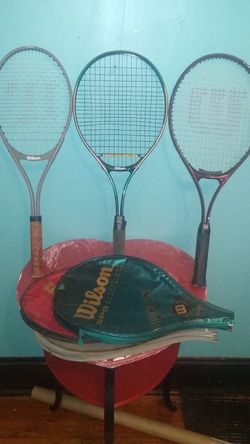 3 Wilson Tennis Rackets with cases