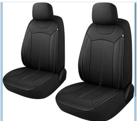 Premium faux Leather Car Seat Covers Front Set Black - 2 pcs