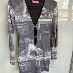 Edikted 1980 Graphic Print Short Dress Women’s Small