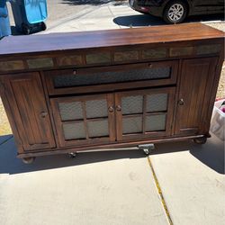 Wood TV Stand / Entertainment Center – Solid & Spacious