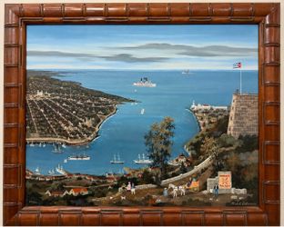 Michel Delacroix Signed Painting in Bamboo Frame