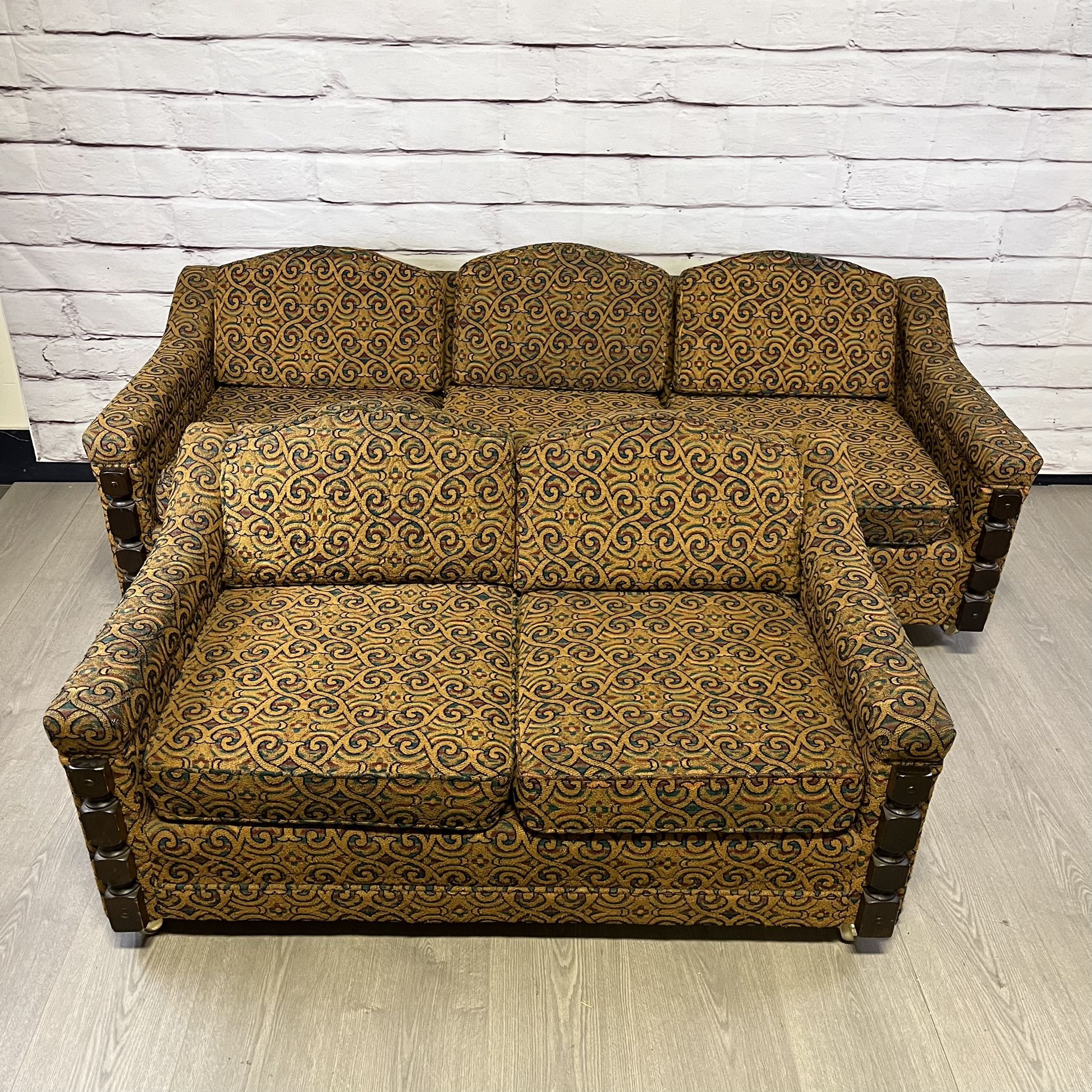 Vintage MCM Couch & Loveseat Yellow 2pc Couches
