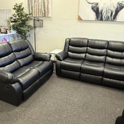 Black Reclining Sofa And Love Seat 