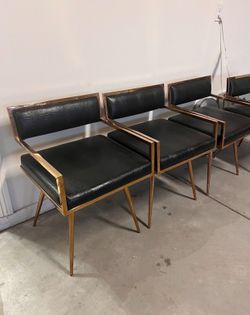 100% Leather Black And Gold Chairs