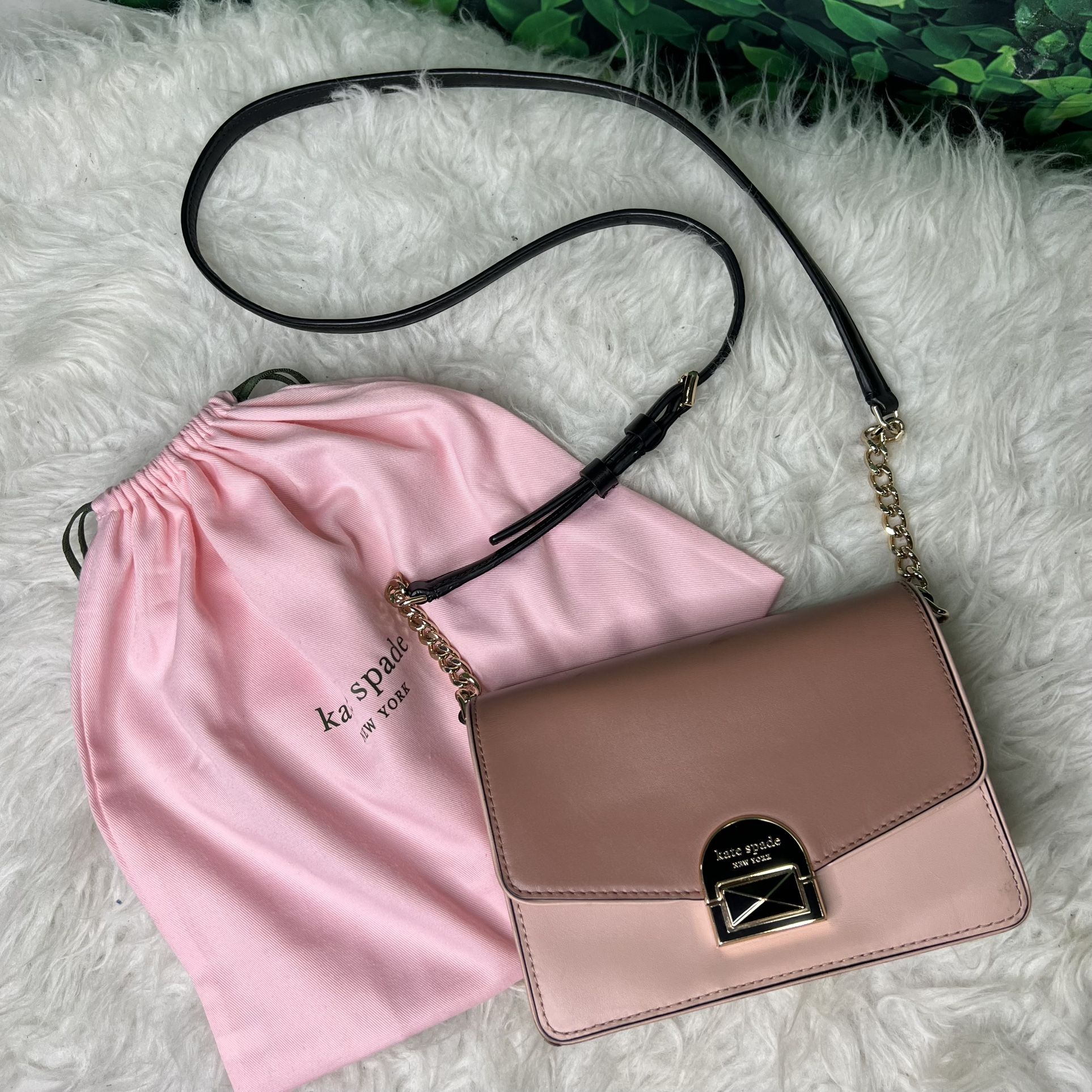 Kate spade two tone crain strap crossbody bag / purse pink