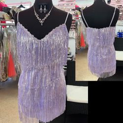 New With Tags Lilac Fringe Short Formal Dress & Homecoming Dress $76