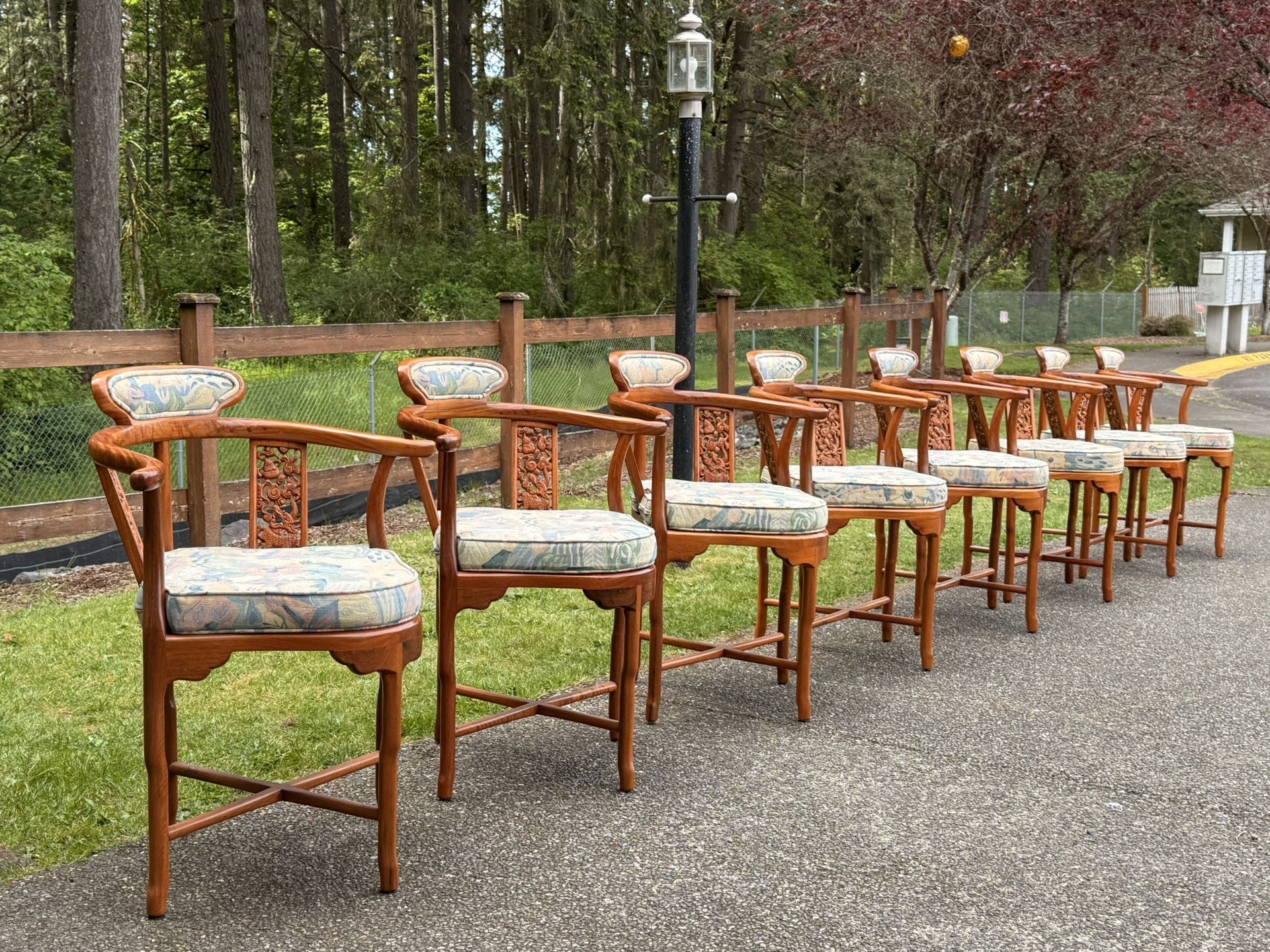 Vintage ANTIQUE CHINESE CORNER CHAIR Set Of 8