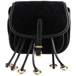 Prada black leather-trimmed quilted velvet belt bag 