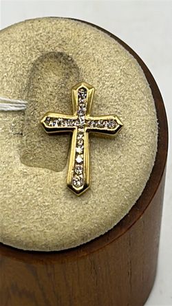 Gold Cross Pendant with Diamond Accents