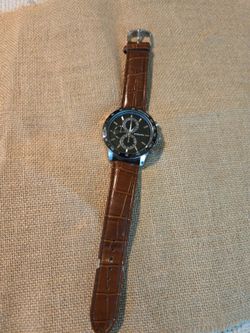 Strada Chronograph-Style Watch Brown Leather Strap