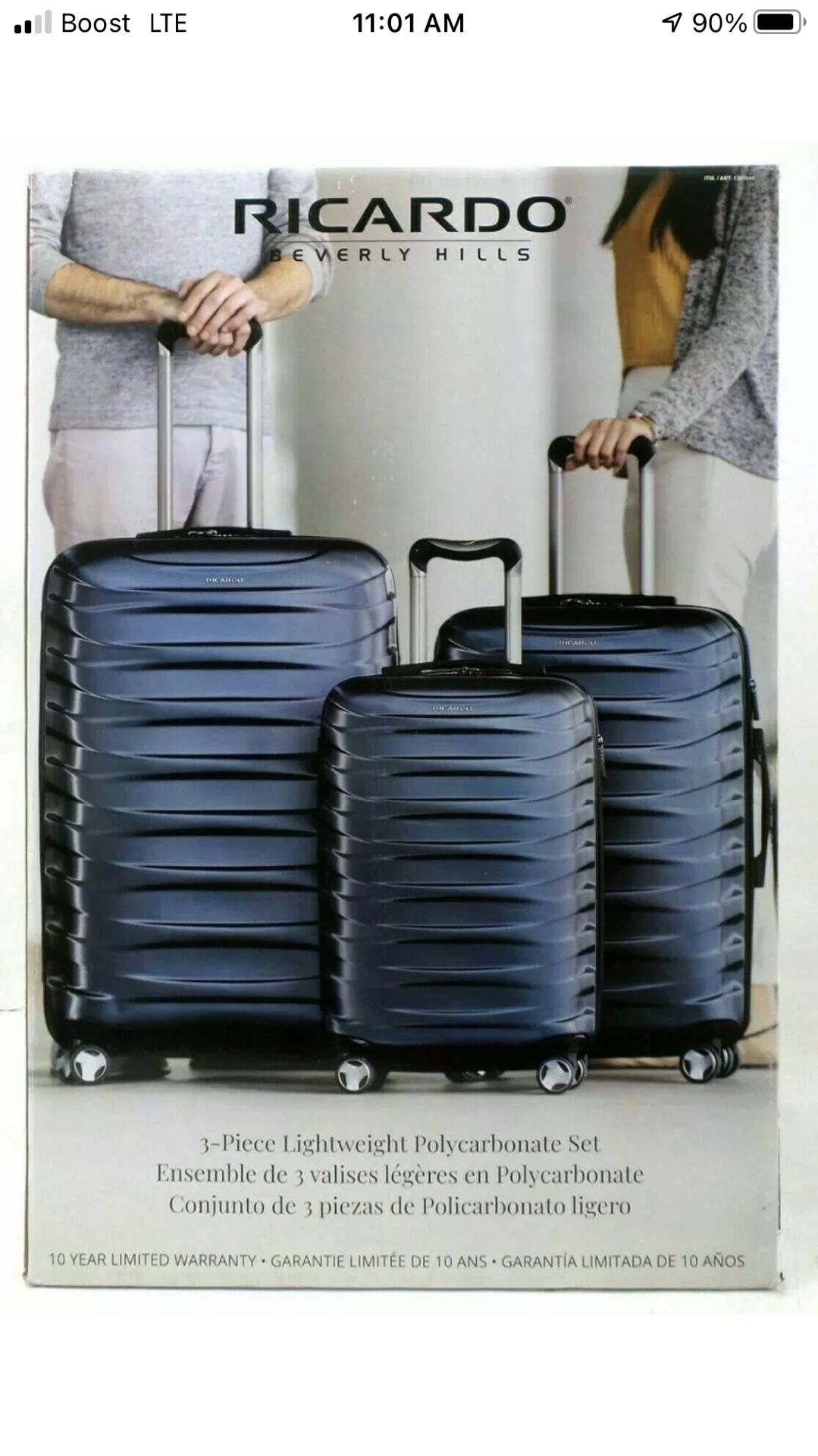 Ricardo Half Dome 3-piece Hardside Spinner Luggage Set - Blue
