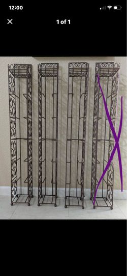 Three vintage sturdy metal CD racks