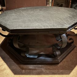 Black Octagon Slate Coffee Table