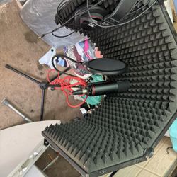 Microphone With Booth And Headphones 