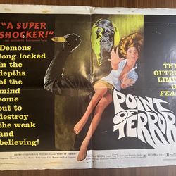 Original 1971 POINT OF TERROR Movie Poster 27x41 Vintage Horror One Sheet