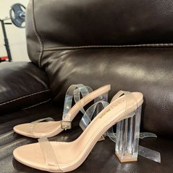 Fashion Nova Clear Heels Size 9