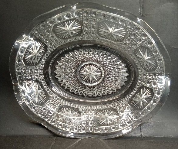 VTG Depression Glass Imperial Glass Co Amelia Line #671 "Cane & Star" Oval Bowl