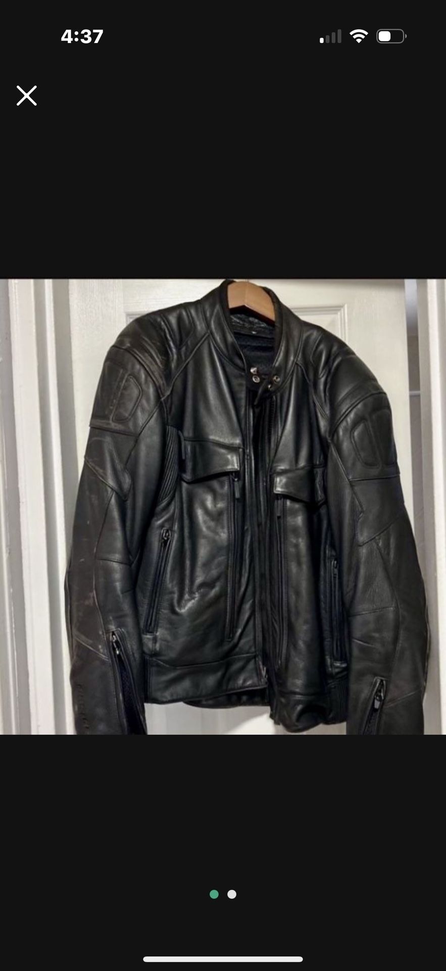Leather motorcycle jacket, large, heavy leather