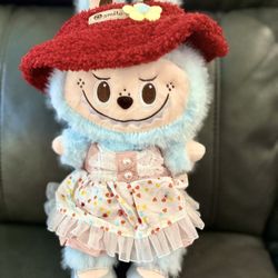  Blue Labubu Plush in Heart Dress – 14”