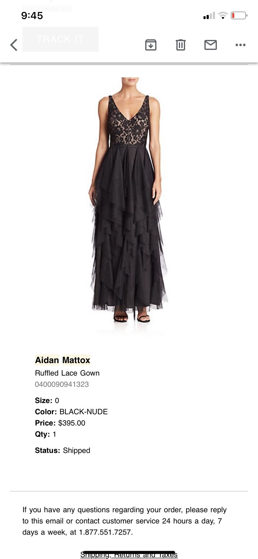 Aiden Mattox Black Ruffled Black Gown