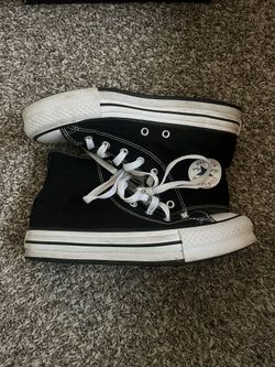 Black And White Stacked High Top Converse 4.5y