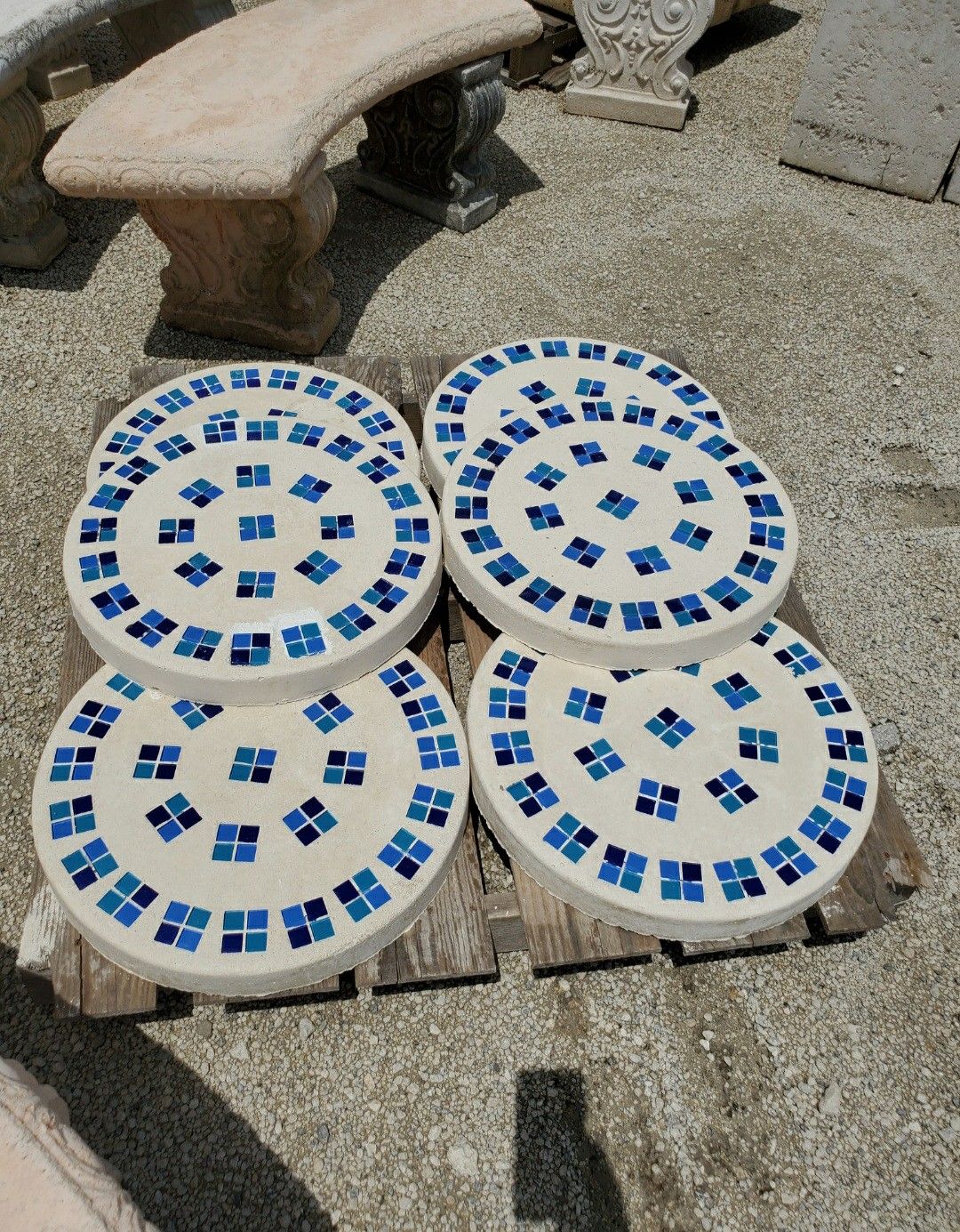 20" Mosaic Round Stepping Stones / Concrete Tiled Pavers