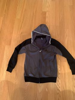 Air Jordan zip-up hoodie, grey / black Boys small