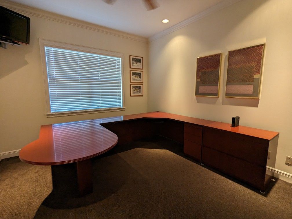 DESK U-SHAPED Cherry Wood Conference Desk