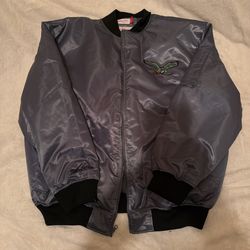 Throwback mitchell & ness Grey and black Philadelphia Eagles bomber jacket #NFL RARE