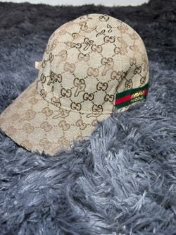 Gucci X Palace Strip Brown Canvas Baseball Monogram Cap 