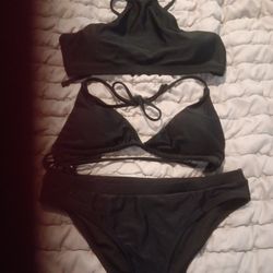 3 Piece Black Bikini Bathing Suit Sz S $20 OBO 
