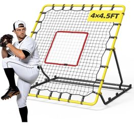 Baseball Rebounder Net, 4x4.5 Ft Volleyball Rebound Net with 4 Angles, Pitch Back Rebound Net
