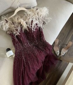 Feathers And Beads Evening Dress