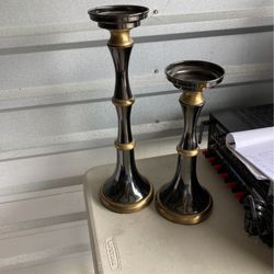 Pillar Black and Gold Candle Holders (HG)