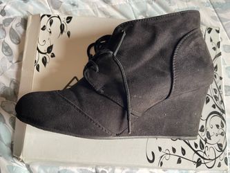 Black Suede Wedge Ankle Bootie