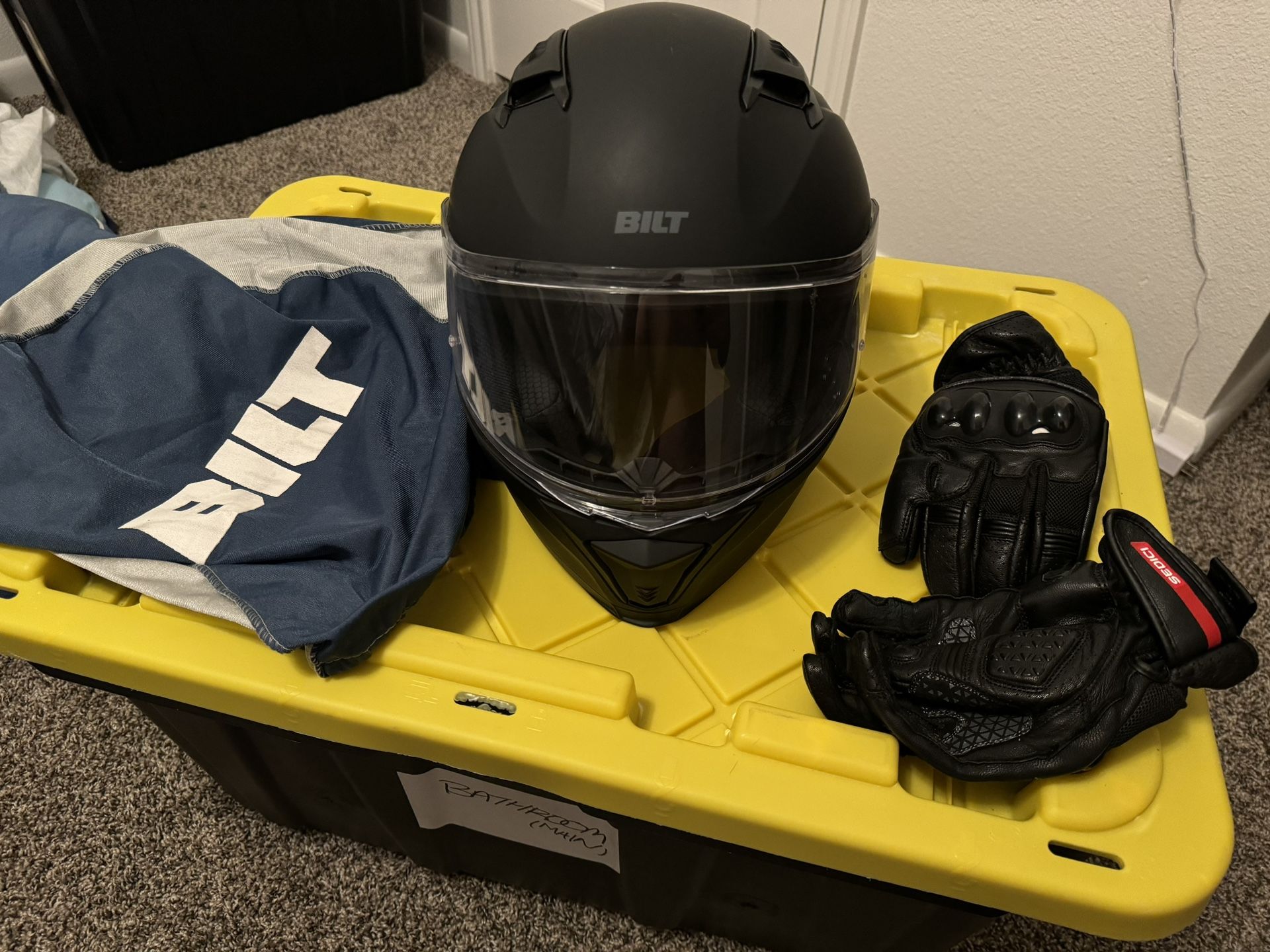 Motorcycle Helmet And Gloves