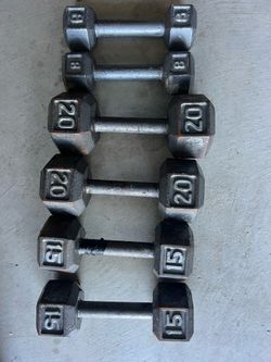 Pair of 8,15,20 lbs iron dumbbells