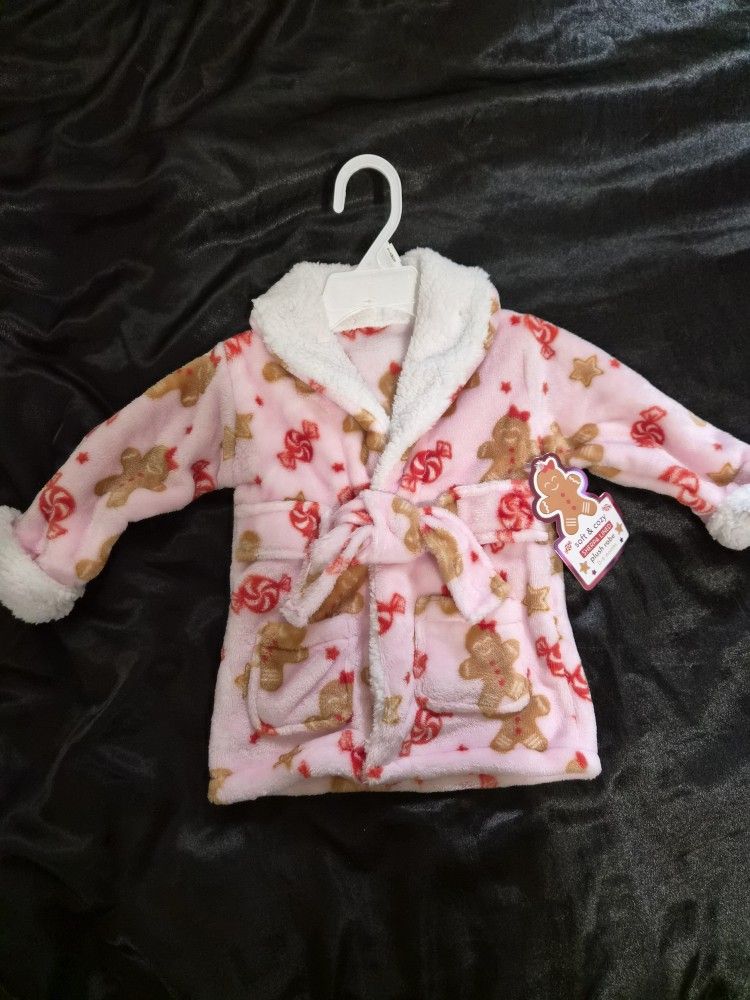 0/6 Month Pink Gingerbread Robe - New