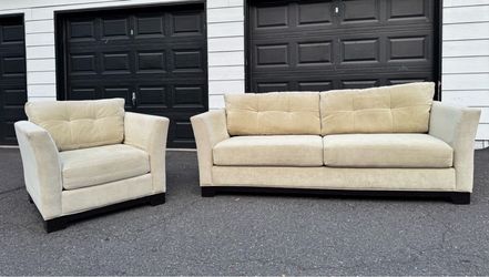 Matching Sofa + Oversized Chair Set — Cream Velvet, Macy's (Jonathan Louis)