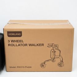 3 Wheel Rollator Walker for Seniors Foldable Lightweight w/ Cup & Cane Holder