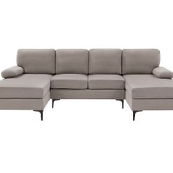 (DELIVERY) BRAND NEW 112.5” U Shaped Sectional Sofa Long Couch NEW with wooden Coffee Table 