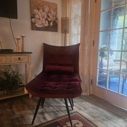 Burgundy Chair And Ottoman