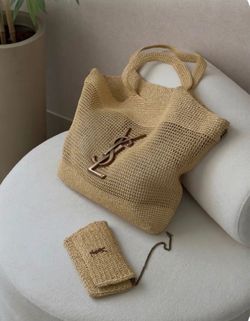 YSL ICARE  RAFFIA BAG w MATCHING WALLET  *MASTER QUALITY DUPE*  NEW w DUSTBAG
