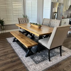 Table, 4 Chairs And Bench