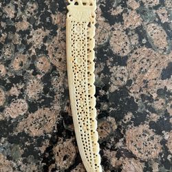 Vintage Carved Letter Opener with Elephant Motif