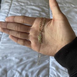 14K figaro gold chain with san judas pendant