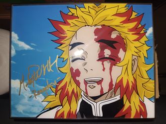 Signed Rengoku glass painting